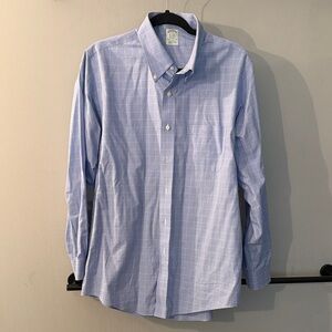 Brooks Brothers Light Blue Windowpane Button-Down Dress Shirt